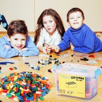 Bausteine - 520 Stück, 100% Kompatibel Sluban, Papimax, Q-Bricks, LEGO® und mehr - Inklusive Box und Grundplatte, Beige
