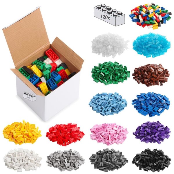 120 Bausteine 4 x 2 (100% Kompatibel Sluban, Papimax, Q-Bricks, LEGO® und mehr)
