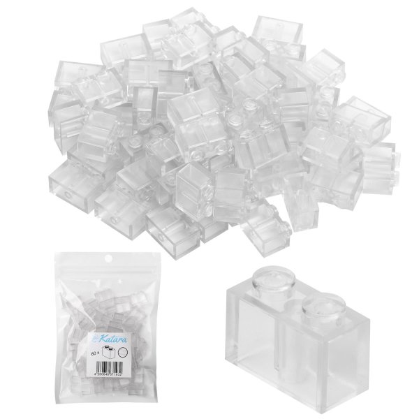 60 Bausteine 2x1, 100% Kompatibel Sluban, Papimax, Q-Bricks, LEGO® und mehr, Transparent