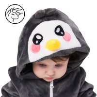 Corimori Pablo der Pinguin Baby Neugeborenen Onesie Jumpsuit Strampler Anzug Kostüm Verkleidung (70-90 cm), Schwarz