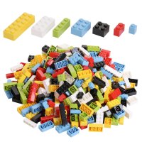 Bausteine Set mit Aufräum-Schaufel, 636 Stück bunter Steine-Mix inkl. Box und 16x32 Grundplatte 100% Kompatibel Sluban, Papimax, Q-Bricks, LEGO® und mehr, Mehrfarbig