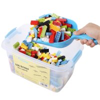 Bausteine Set mit Aufräum-Schaufel, 636 Stück bunter Steine-Mix inkl. Box und 16x32 Grundplatte 100% Kompatibel Sluban, Papimax, Q-Bricks, LEGO® und mehr, Mehrfarbig