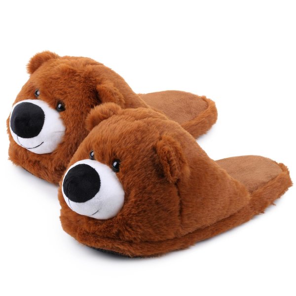 Tier Hausschuhe - Plüsch Schlappen Bär (hinten offen) - 28cm