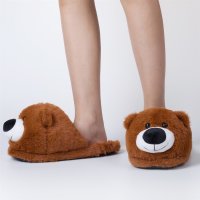 Tier Hausschuhe - Plüsch Schlappen Bär (hinten offen) - 28cm