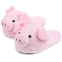 Tier Hausschuhe - Plüsch Schlappen Schwein (hinten...