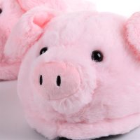 Tier Hausschuhe - Plüsch Schlappen Schwein (hinten offen) - 28cm