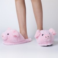 Tier Hausschuhe - Plüsch Schlappen Schwein (hinten offen) - 28cm