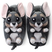 Corimori – Chico der Chihuahua, Hunde Plüsch-Hausschuhe für Damen und Herren, EU Einheitsgröße 34 bis 44 (Grau)