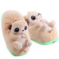 Corimori – Joey das Erdmännchen, Plüsch Hausschuhe, Tier Pantoffeln für Kinder und Erwachsene, EU Einheitsgröße 34 bis 44 (Beige)
