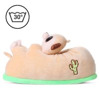 Corimori – Joey das Erdmännchen, Plüsch Hausschuhe, Tier Pantoffeln für Kinder und Erwachsene, EU Einheitsgröße 34 bis 44 (Beige)
