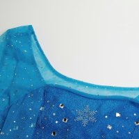 Damen Kostüm Prinzessin Elsa Kleid Erwachsene ‘Frozen Die Eiskönigin’ - Dehnbares Partykleid aus Glitzerstoff, Rücken-Ausschnitt - blau