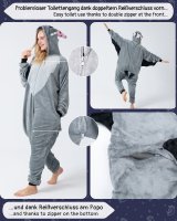 Flauschiges Fledermaus-Kostüm für Erwachsene mit Haarreif | Halloween Kostüm Onesie für Damen, Herren | Körpergröße 180-190cm