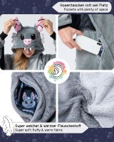 Flauschiges Fledermaus-Kostüm für Erwachsene mit Haarreif | Halloween Kostüm Onesie für Damen, Herren | Körpergröße 180-190cm