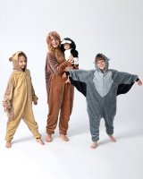 Flauschiges Fledermaus-Kostüm für Erwachsene mit Haarreif | Halloween Kostüm Onesie für Damen, Herren | Körpergröße 180-190cm