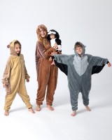 Flauschiges Fledermaus-Kostüm für Kinder mit Haarreif | Halloween Fasching Kostüm Onesie für Mädchen, Jungen | Körpergröße 130-150cm