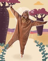 Flauschiges Gürteltier-Kostüm für Erwachsene mit Haarreif | Karneval Kostüm Onesie für Damen, Herren | Körpergröße 160-170cm