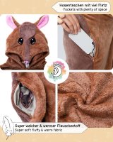 Flauschiges Gürteltier-Kostüm für Erwachsene mit Haarreif | Karneval Kostüm Onesie für Damen, Herren | Körpergröße 160-170cm