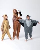 Flauschiges Katzen-Kostüm für Kinder mit Haarreif | Karneval Fasching Kostüm Onesie für Mädchen, Jungen | Körpergröße 90-110cm