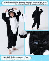 Flauschiges Katzen-Kostüm für Kinder mit Haarreif | Karneval Fasching Kostüm Onesie für Mädchen, Jungen | Körpergröße 130-150cm