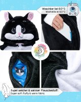 Flauschiges Katzen-Kostüm für Kinder mit Haarreif | Karneval Fasching Kostüm Onesie für Mädchen, Jungen | Körpergröße 130-150cm