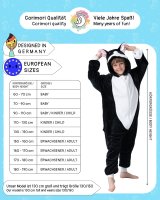 Flauschiges Katzen-Kostüm für Kinder mit Haarreif | Karneval Fasching Kostüm Onesie für Mädchen, Jungen | Körpergröße 130-150cm