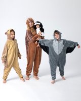 Flauschiges Katzen-Kostüm für Kinder mit Haarreif | Karneval Fasching Kostüm Onesie für Mädchen, Jungen | Körpergröße 130-150cm