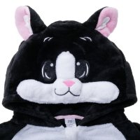 Flauschiges Katzen-Kostüm für Kinder mit Haarreif | Karneval Fasching Kostüm Onesie für Mädchen, Jungen | Körpergröße 130-150cm