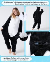 Flauschiges Katzen-Kostüm für Erwachsene mit Haarreif | Karneval Kostüm Onesie für Damen, Herren | Körpergröße 160-170cm