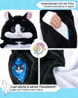 Flauschiges Katzen-Kostüm für Erwachsene mit Haarreif | Karneval Kostüm Onesie für Damen, Herren | Körpergröße 160-170cm