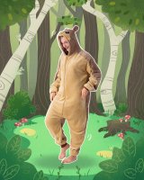 Flauschiges Murmeltier-Kostüm für Erwachsene mit Haarreif | Karneval Kostüm Onesie für Damen, Herren | Körpergröße 150-160cm