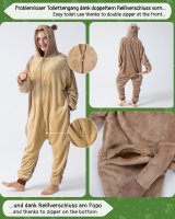 Flauschiges Murmeltier-Kostüm für Erwachsene mit Haarreif | Karneval Kostüm Onesie für Damen, Herren | Körpergröße 150-160cm