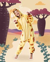 Flauschiges Giraffen-Kostüm für Kinder mit Haarreif | Karneval Fasching Kostüm Onesie für Mädchen, Jungen | Körpergröße 90-110cm