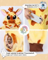 Flauschiges Giraffen-Kostüm für Kinder mit Haarreif | Karneval Fasching Kostüm Onesie für Mädchen, Jungen | Körpergröße 90-110cm