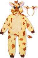 Flauschiges Giraffen-Kostüm für Kinder mit Haarreif | Karneval Fasching Kostüm Onesie für Mädchen, Jungen | Körpergröße 90-110cm