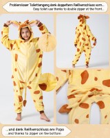 Flauschiges Giraffen-Kostüm für Kinder mit Haarreif | Karneval Fasching Kostüm Onesie für Mädchen, Jungen | Körpergröße 110-130cm