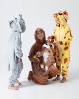 Flauschiges Giraffen-Kostüm für Erwachsene mit Haarreif | Karneval Kostüm Onesie für Damen, Herren | Körpergröße 170-180cm