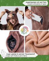 Flauschiges Wildschwein-Kostüm für Erwachsene mit Haarreif | Karneval Kostüm Onesie für Damen, Herren | Körpergröße 150-160cm