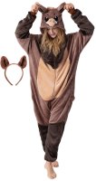 Flauschiges Wildschwein-Kostüm für Erwachsene mit Haarreif | Karneval Kostüm Onesie für Damen, Herren | Körpergröße 180-190cm
