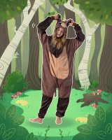 Flauschiges Wildschwein-Kostüm für Erwachsene mit Haarreif | Karneval Kostüm Onesie für Damen, Herren | Körpergröße 180-190cm