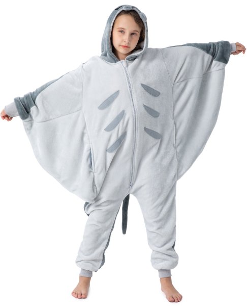 Flauschiges Manta Rochen-Kostüm für Kinder | Karneval Fasching Kostüm Onesie für Mädchen, Jungen | Körpergröße 110-130cm