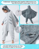 Flauschiges Manta Rochen-Kostüm für Kinder | Karneval Fasching Kostüm Onesie für Mädchen, Jungen | Körpergröße 110-130cm