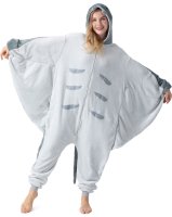 Flauschiges Manta Rochen-Kostüm für Erwachsene | Karneval Kostüm Onesie für Damen, Herren | Körpergröße 150-160cm