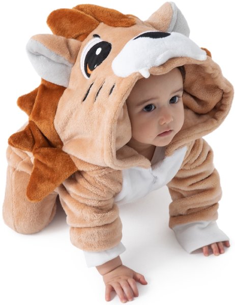 Flauschiges Löwen-Kostüm für Babies, Neugeborene, | Karneval Fasching Kostüm Onesie für Mädchen, Jungen