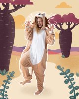 Flauschiges Löwen-Kostüm für Erwachsene mit Haarreif | Karneval Kostüm Onesie für Damen, Herren | Körpergröße 150-160cm