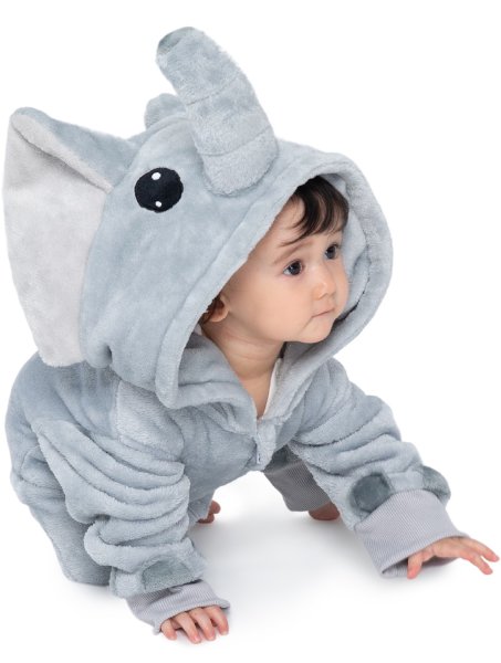Flauschiges Elefanten-Kostüm für Babies, Neugeborene, | Karneval Fasching Kostüm Onesie für Mädchen, Jungen