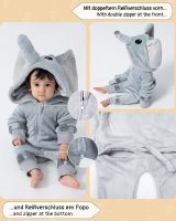 Flauschiges Elefanten-Kostüm für Babies, Neugeborene, | Karneval Fasching Kostüm Onesie für Mädchen, Jungen | Körpergröße 70-90cm