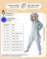 Flauschiges Elefanten-Kostüm für Kinder mit Haarreif | Karneval Fasching Kostüm Onesie für Mädchen, Jungen | Körpergröße 130-150cm
