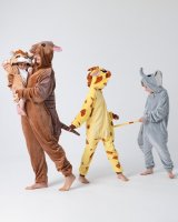 Flauschiges Elefanten-Kostüm für Kinder mit Haarreif | Karneval Fasching Kostüm Onesie für Mädchen, Jungen | Körpergröße 130-150cm