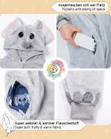 Flauschiges Elefanten-Kostüm für Erwachsene mit Haarreif | Karneval Kostüm Onesie für Damen, Herren | Körpergröße 150-160cm