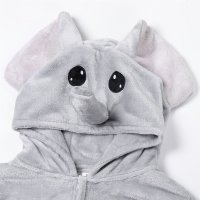 Flauschiges Elefanten-Kostüm für Erwachsene mit Haarreif | Karneval Kostüm Onesie für Damen, Herren | Körpergröße 150-160cm